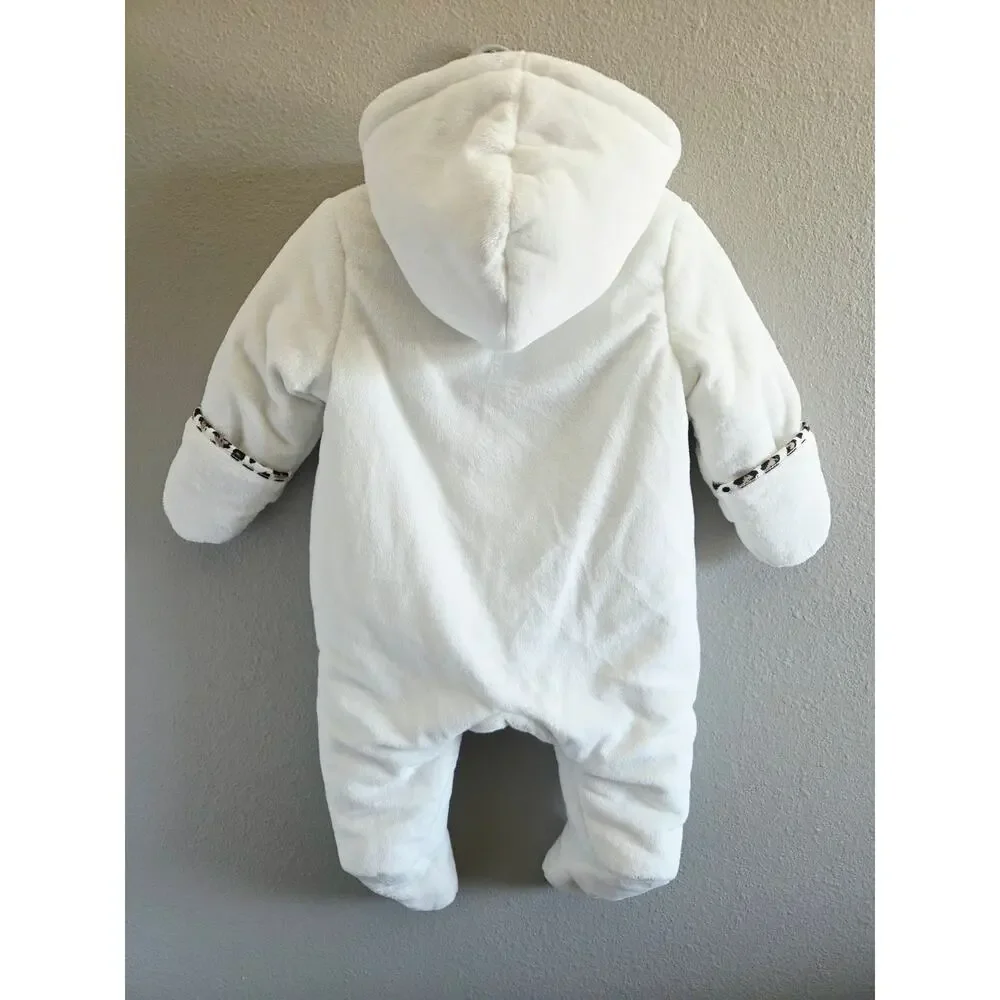 Calvin Klein Baby Winter Bunting Bodysuit Onesie 6-9 Months White Leopard Print